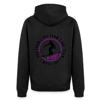 Ski Team Verein Skiing Frau - Unisex Premium Bio Zip Hoodie - Schwarz - Hinten - Nico (187cm)