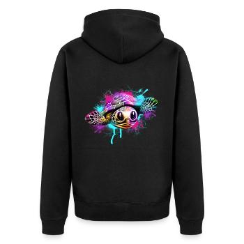 Turtle Graffiti Colorful - Unisex Premium Organic Zip Hoodie - black - Back - Nico (187cm)