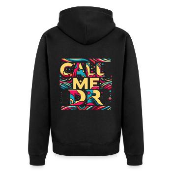 Call Me Dr 35 - Unisex Premium Organic Zip Hoodie - black - Back - Nico (187cm)