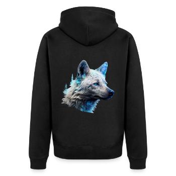 Hyäne - Unisex Premium Bio Zip Hoodie - Schwarz - Hinten - Nico (187cm)