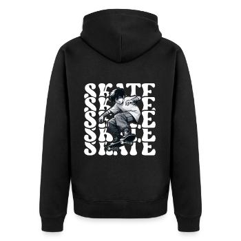 Skater Skate Skateboard Design - Unisex Premium Bio Zip Hoodie - Schwarz - Hinten - Nico (187cm)