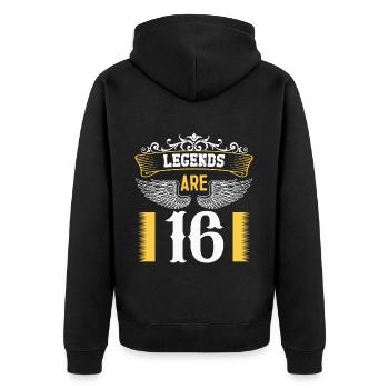 Les légendes ont 16 ans, anniversaire 16 - Veste à capuche bio Premium Unisexe - noir - Dos - Nico (187cm)