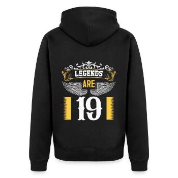Legenden sind 19 Jahre alt, Geburtstag 19 - Unisex Premium Bio Zip Hoodie - Schwarz - Hinten - Nico (187cm)