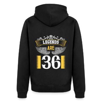 Legenden sind 36 Jahre alt, Geburtstag 36 - Unisex Premium Bio Zip Hoodie - Schwarz - Hinten - Nico (187cm)