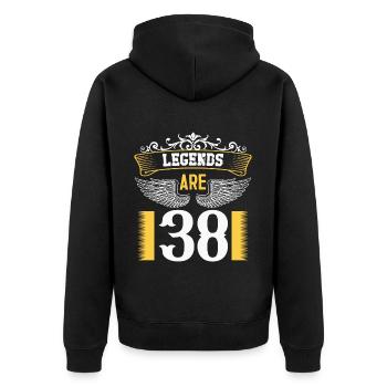 Legends are 38 years old, birthday 38 - Unisex Premium Organic Zip Hoodie - black - Back - Nico (187cm)