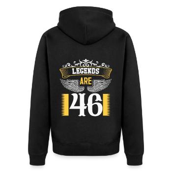 Legenden sind 46 Jahre alt, Geburtstag 46 - Unisex Premium Bio Zip Hoodie - Schwarz - Hinten - Nico (187cm)