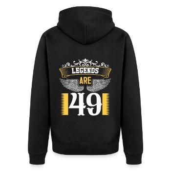 Legends are 49 years old, birthday 49 - Unisex Premium Organic Zip Hoodie - black - Back - Nico (187cm)