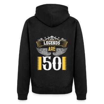 Les légendes ont 50 ans, 50 ans d’anniversaire - Veste à capuche bio Premium Unisexe - noir - Dos - Nico (187cm)