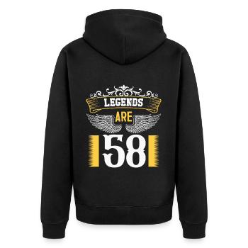 Legenden sind 58 Jahre alt, Geburtstag 58 - Unisex Premium Bio Zip Hoodie - Schwarz - Hinten - Nico (187cm)