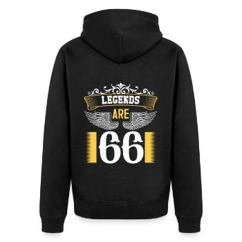 Legends are 66 years old, birthday 66 - Unisex Premium Organic Zip Hoodie - black - Back - Nico (187cm)