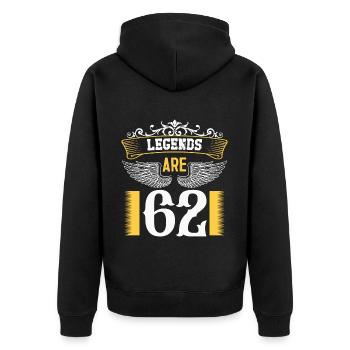 Legends are 62 years old, birthday 62 - Unisex Premium Organic Zip Hoodie - black - Back - Nico (187cm)