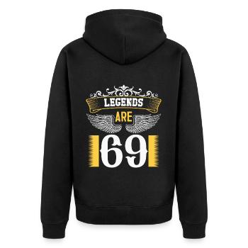 Legenden sind 69 Jahre alt, Geburtstag 69 - Unisex Premium Bio Zip Hoodie - Schwarz - Hinten - Nico (187cm)