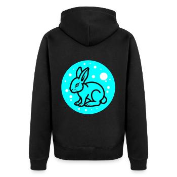 Hase Ostern Symbol - Unisex Premium Bio Zip Hoodie - Schwarz - Hinten - Nico (187cm)
