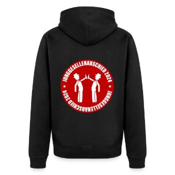 Junggesellenabschied 2024 - Unisex Premium Bio Zip Hoodie - Schwarz - Hinten - Nico (187cm)
