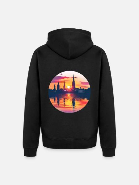 Bielefeld Skyline - Unisex Premium Organic Zip Hoodie - black