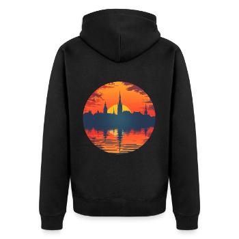 Ligne d’horizon de Cottbus - Veste à capuche bio Premium Unisexe - noir - Dos - Nico (187cm)