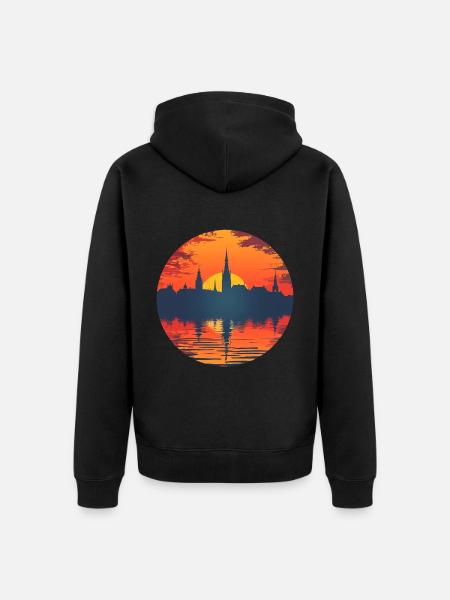 Cottbus Skyline - Unisex Premium Organic Zip Hoodie - black