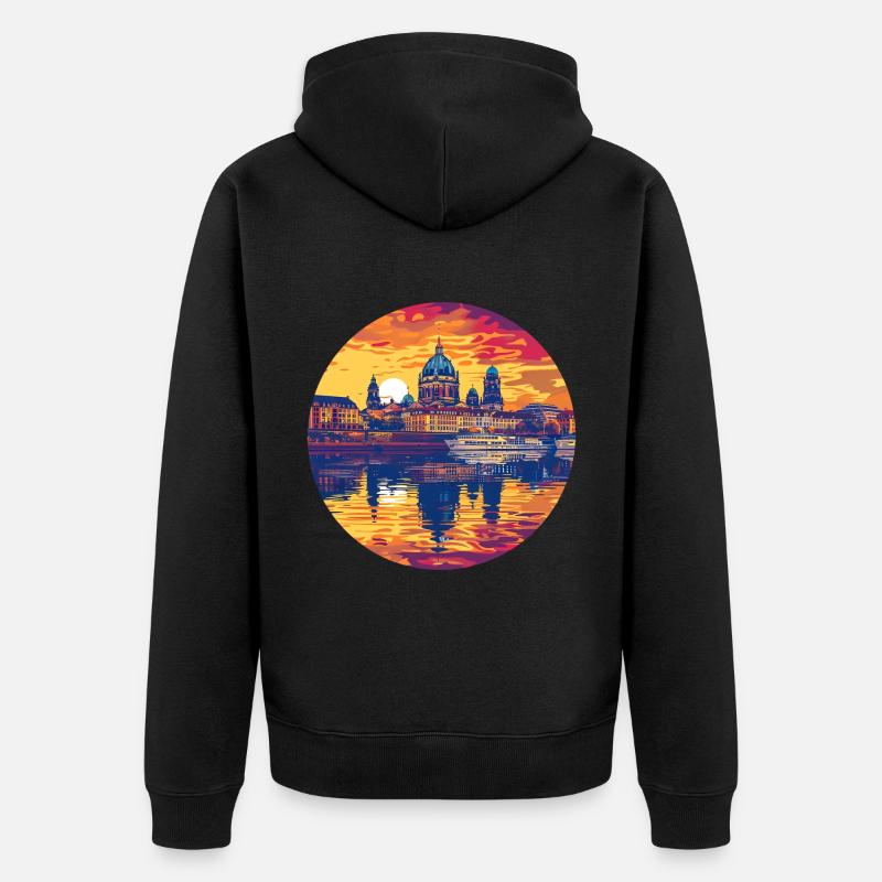 Dresden Skyline - Unisex Premium Bio Zip Hoodie - Schwarz