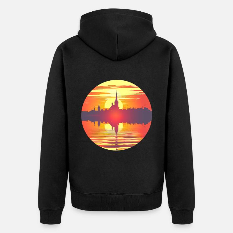 Flensburg Skyline - Unisex Premium Bio Zip Hoodie - Schwarz