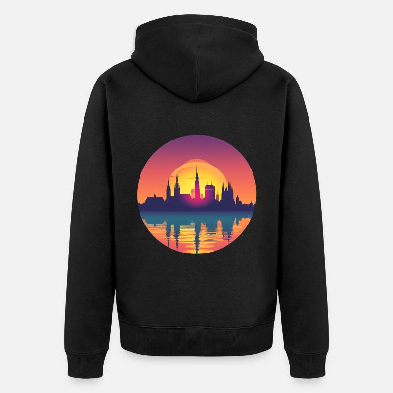 Gera Skyline - Unisex Premium Bio Zip Hoodie - Schwarz