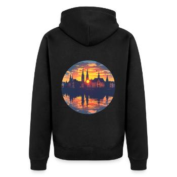 Ligne d’horizon de Fribourg - Veste à capuche bio Premium Unisexe - noir - Dos - Nico (187cm)