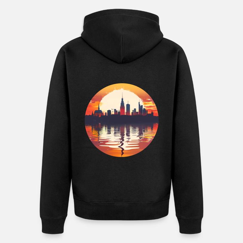 Gieben Skyline - Unisex Premium Bio Zip Hoodie - Schwarz