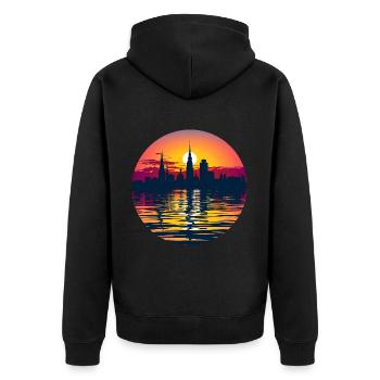Duisburg Skyline - Unisex Premium Organic Zip Hoodie - black - Back - Nico (187cm)