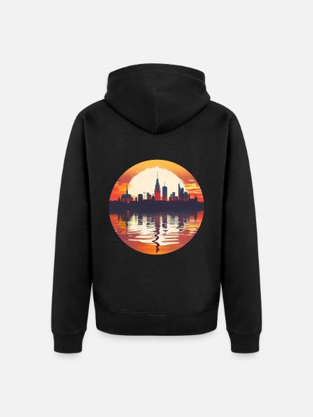 Gieben Skyline - Unisex Premium Organic Zip Hoodie - black
