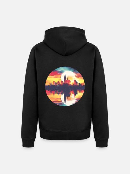 Saarbrucken Skyline - Unisex Premium Bio Zip Hoodie - Schwarz