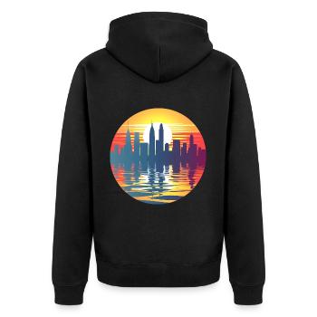 Solingen Skyline - Unisex Premium Organic Zip Hoodie - black - Back - Nico (187cm)