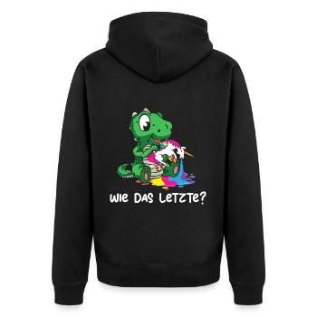 Drachen Wie Das Letzte Drache frisst Einhorn - Unisex Premium Bio Zip Hoodie - Schwarz - Hinten - Nico (187cm)