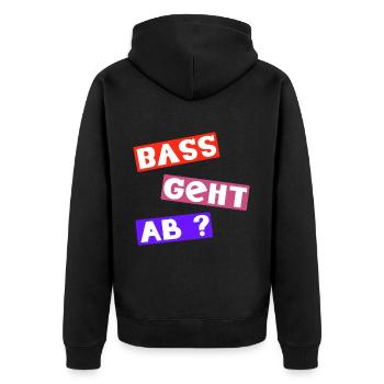 "Bass geht ab? Bassist Bass Musik Musiker - Unisex Premium Bio Zip Hoodie - Schwarz - Hinten - Nico (187cm)