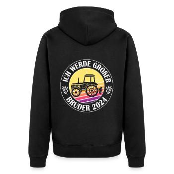 Ich Werde Großer Bruder 2024 - Unisex Premium Bio Zip Hoodie - Schwarz - Hinten - Nico (187cm)