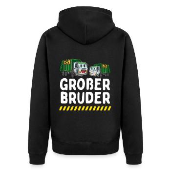 Großer Bruder 2024 Lastwagen - Unisex Premium Bio Zip Hoodie - Schwarz - Hinten - Nico (187cm)