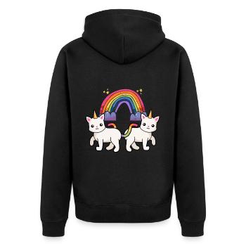 Chat Licorne Arc-en-ciel Chats Enfants - Veste à capuche bio Premium Unisexe - noir - Dos - Nico (187cm)