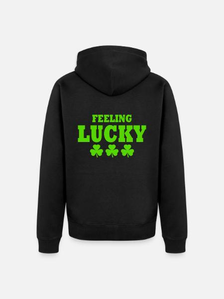 feeling lucky - Unisex Premium Organic Zip Hoodie - black