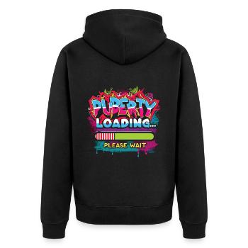 Urban Graffiti Puberty Alarm - Unisex Premium Organic Zip Hoodie - black - Back - Nico (187cm)