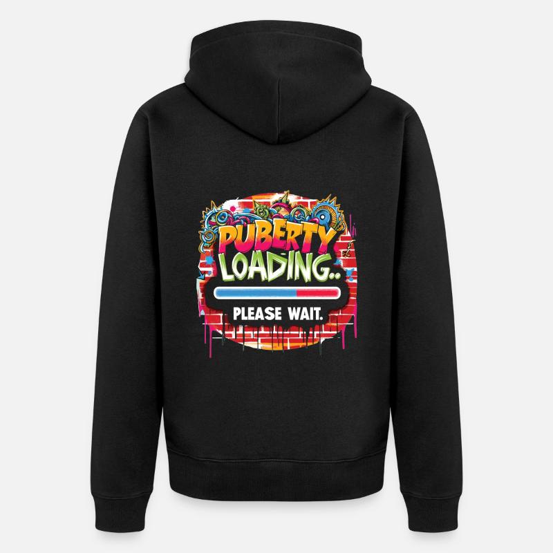 Puberty loading... please wait - Unisex Premium Organic Zip Hoodie - black