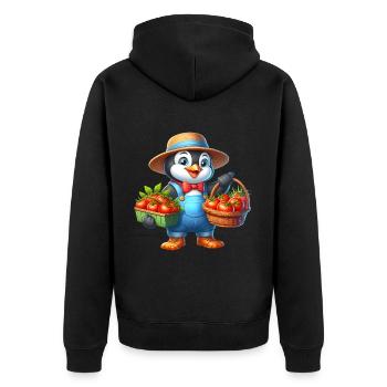 Gardener's penguin Proud harvest helper 🐧🌱 - Unisex Premium Organic Zip Hoodie - black - Back - Nico (187cm)