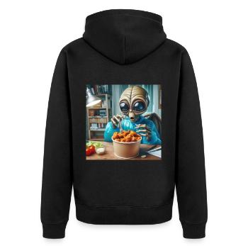 Alien découvre de délicieuses ailes de poulet - Veste à capuche bio Premium Unisexe - noir - Dos - Nico (187cm)