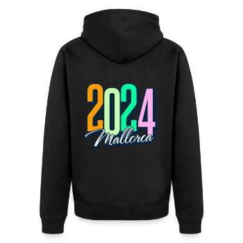 Mallorca 2024 - Unisex Premium Bio Zip Hoodie - Schwarz - Hinten - Nico (187cm)