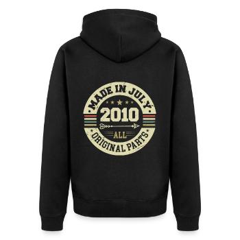 July 2010 Birthday present 2010 I Made in July - Unisex Premium Organic Zip Hoodie - black - Back - Nico (187cm)