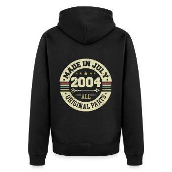 Juli 2004 Geburtstagsgeschenk 2004 I Made in July - Unisex Premium Bio Zip Hoodie - Schwarz - Hinten - Nico (187cm)