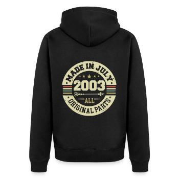 Cadeau d'anniversaire de juillet 2003 2003 que j'ai fait en juillet - Veste à capuche bio Premium Unisexe - noir - Dos - Nico (187cm)