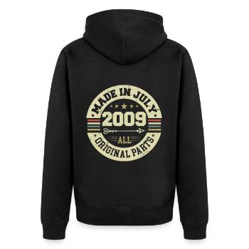 July 2009 Birthday present 2009 I Made in July - Unisex Premium Organic Zip Hoodie - black - Back - Nico (187cm)