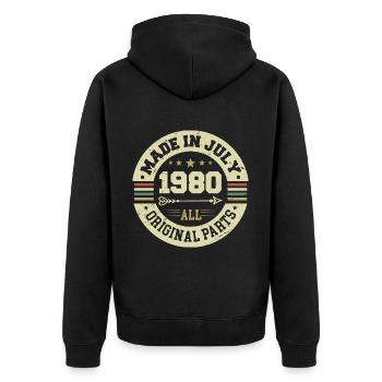 Cadeau d'anniversaire de juillet 1980 1980 que j'ai fait en juillet - Veste à capuche bio Premium Unisexe - noir - Dos - Nico (187cm)