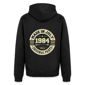 Juillet 1984 Cadeau d’anniversaire 1984 I Made in July - Veste à capuche bio Premium Unisexe - noir - Dos - Nico (187cm)