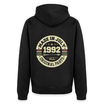 Juillet 1992 Cadeau d’anniversaire 1992 I Made in July - Veste à capuche bio Premium Unisexe - noir - Dos - Nico (187cm)