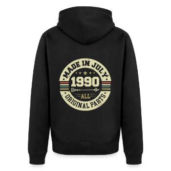 Juillet 1990 Cadeau d’anniversaire 1990 I Made in July - Veste à capuche bio Premium Unisexe - noir - Dos - Nico (187cm)