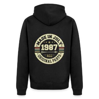 Juillet 1987 Cadeau d’anniversaire 1987 I Made in July - Veste à capuche bio Premium Unisexe - noir - Dos - Nico (187cm)